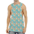 Watercolor French Bulldog Puppy Print Men's Muscle Tank Top