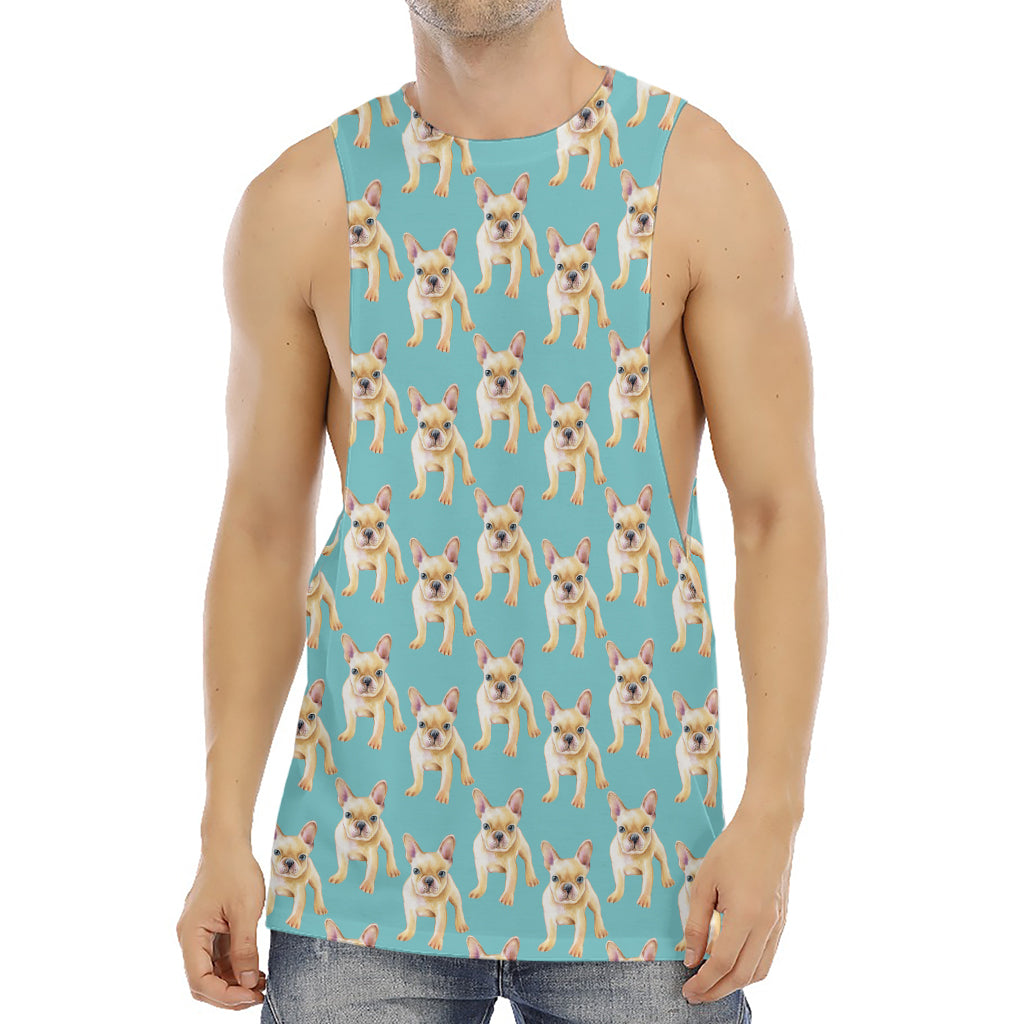 Watercolor French Bulldog Puppy Print Men's Muscle Tank Top