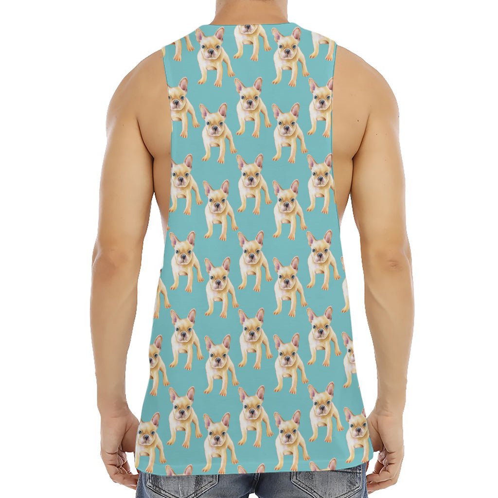 Watercolor French Bulldog Puppy Print Men's Muscle Tank Top