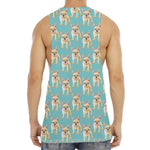 Watercolor French Bulldog Puppy Print Men's Muscle Tank Top