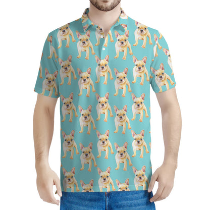 Watercolor French Bulldog Puppy Print Men's Polo Shirt