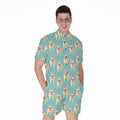 Watercolor French Bulldog Puppy Print Men's Romper