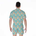 Watercolor French Bulldog Puppy Print Men's Rompers