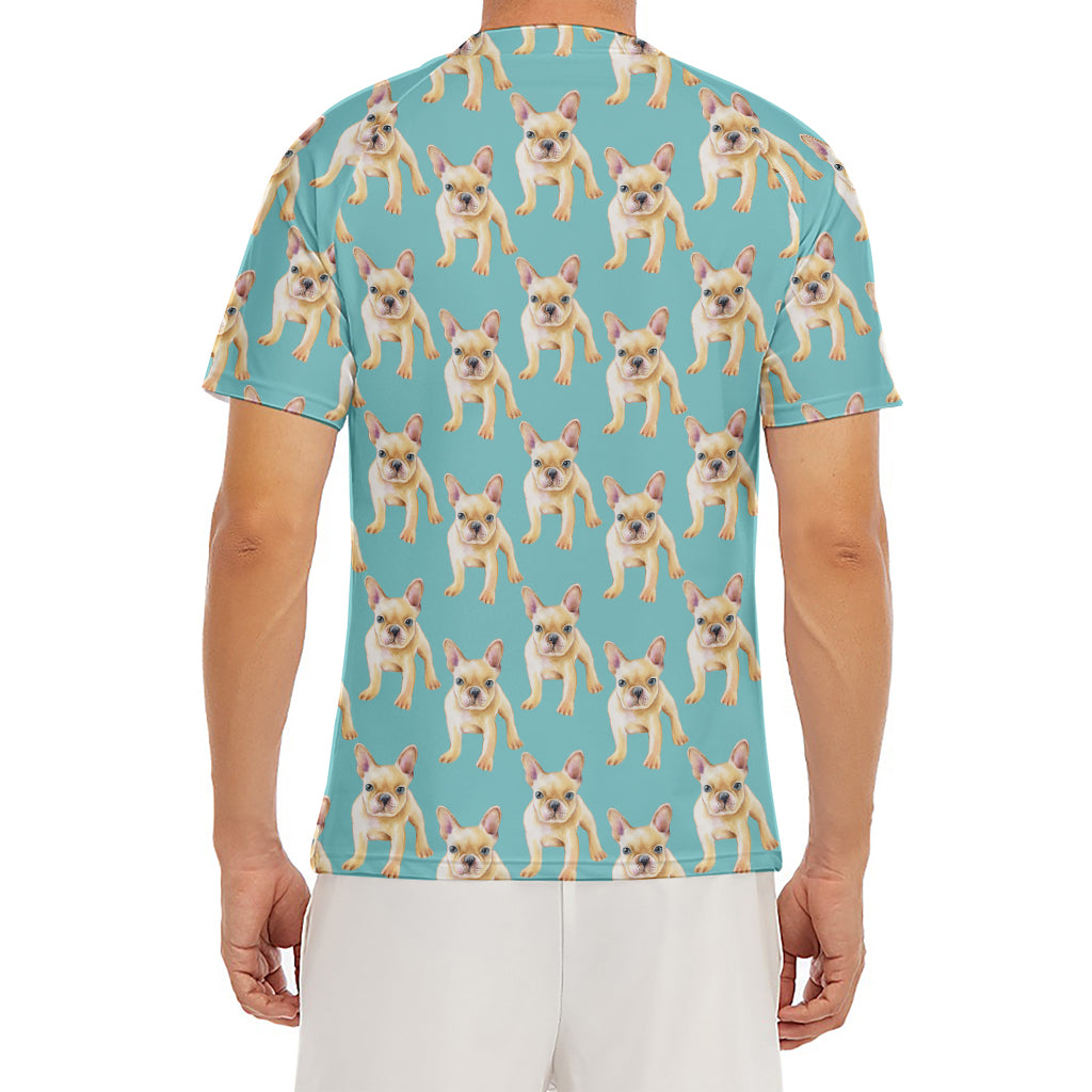 Watercolor French Bulldog Puppy Print Men's Short Sleeve Rash Guard