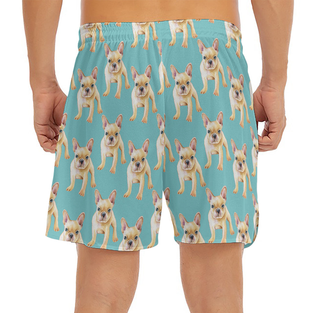Watercolor French Bulldog Puppy Print Men's Split Running Shorts