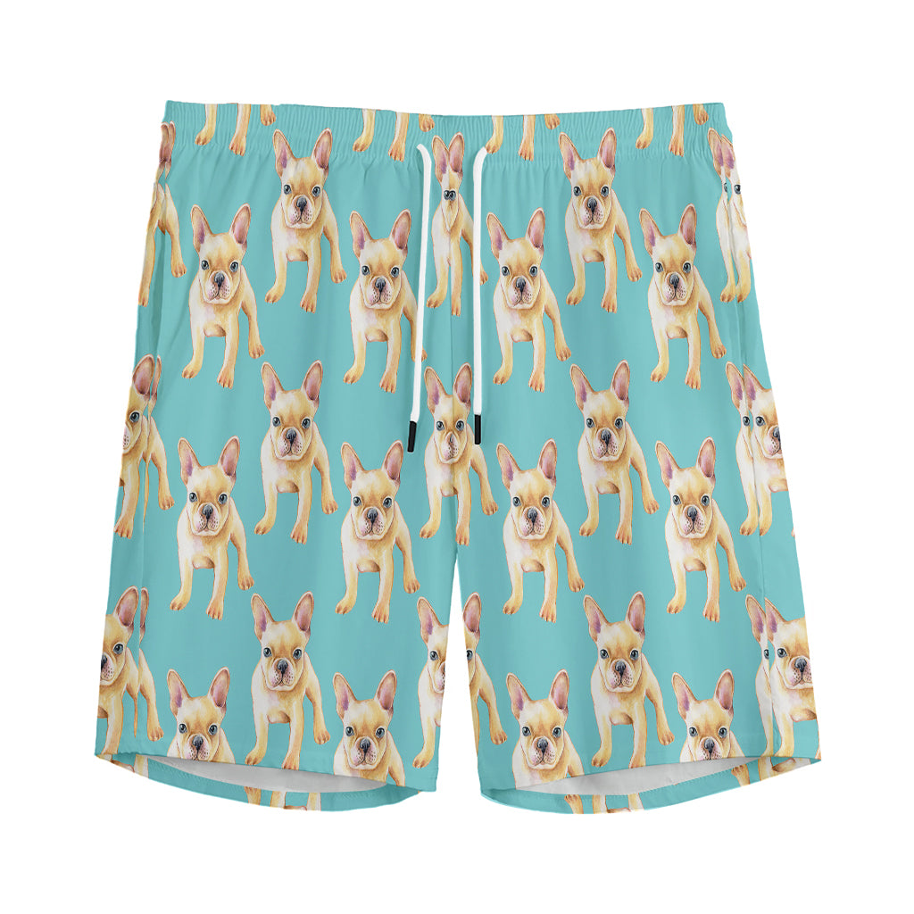 Watercolor French Bulldog Puppy Print Men's Sports Shorts