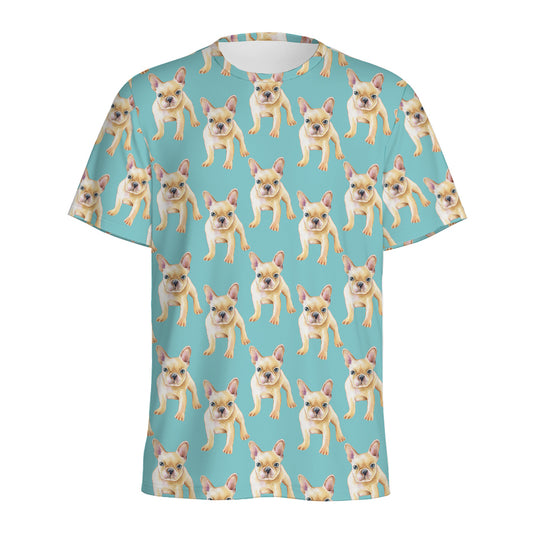 Watercolor French Bulldog Puppy Print Men's Sports T-Shirt
