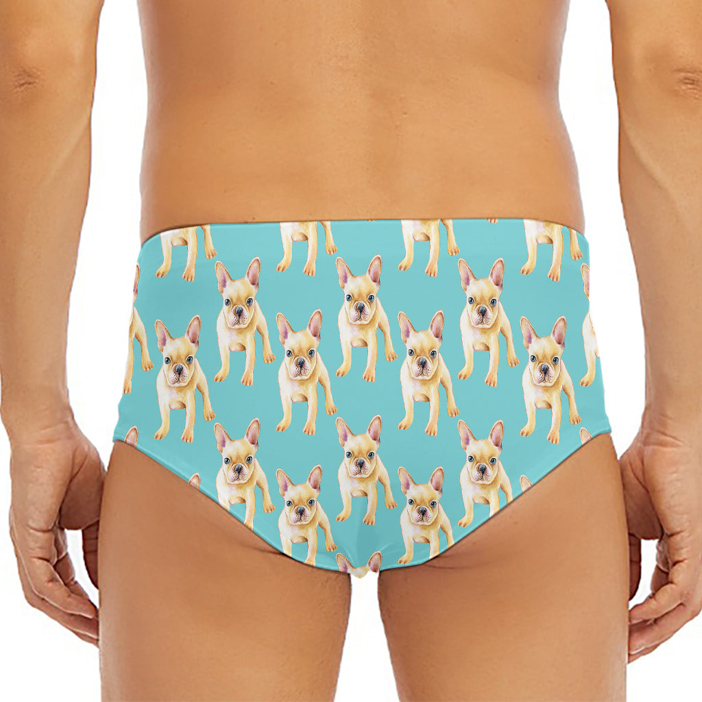 Watercolor French Bulldog Puppy Print Men's Triangle Swim Briefs