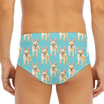 Watercolor French Bulldog Puppy Print Men's Triangle Swim Briefs
