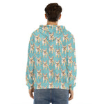 Watercolor French Bulldog Puppy Print Men's Velvet Pullover Hoodie