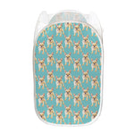Watercolor French Bulldog Puppy Print Mesh Laundry Hamper
