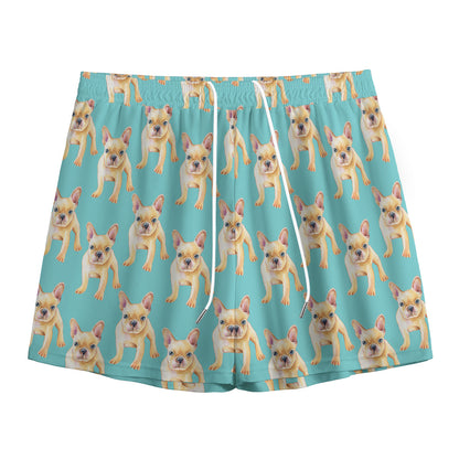 Watercolor French Bulldog Puppy Print Mesh Shorts
