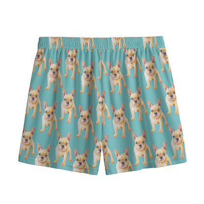 Watercolor French Bulldog Puppy Print Mesh Shorts