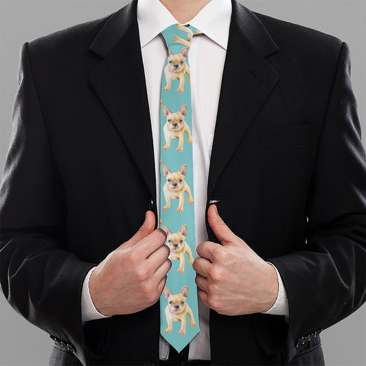 Watercolor French Bulldog Puppy Print Necktie