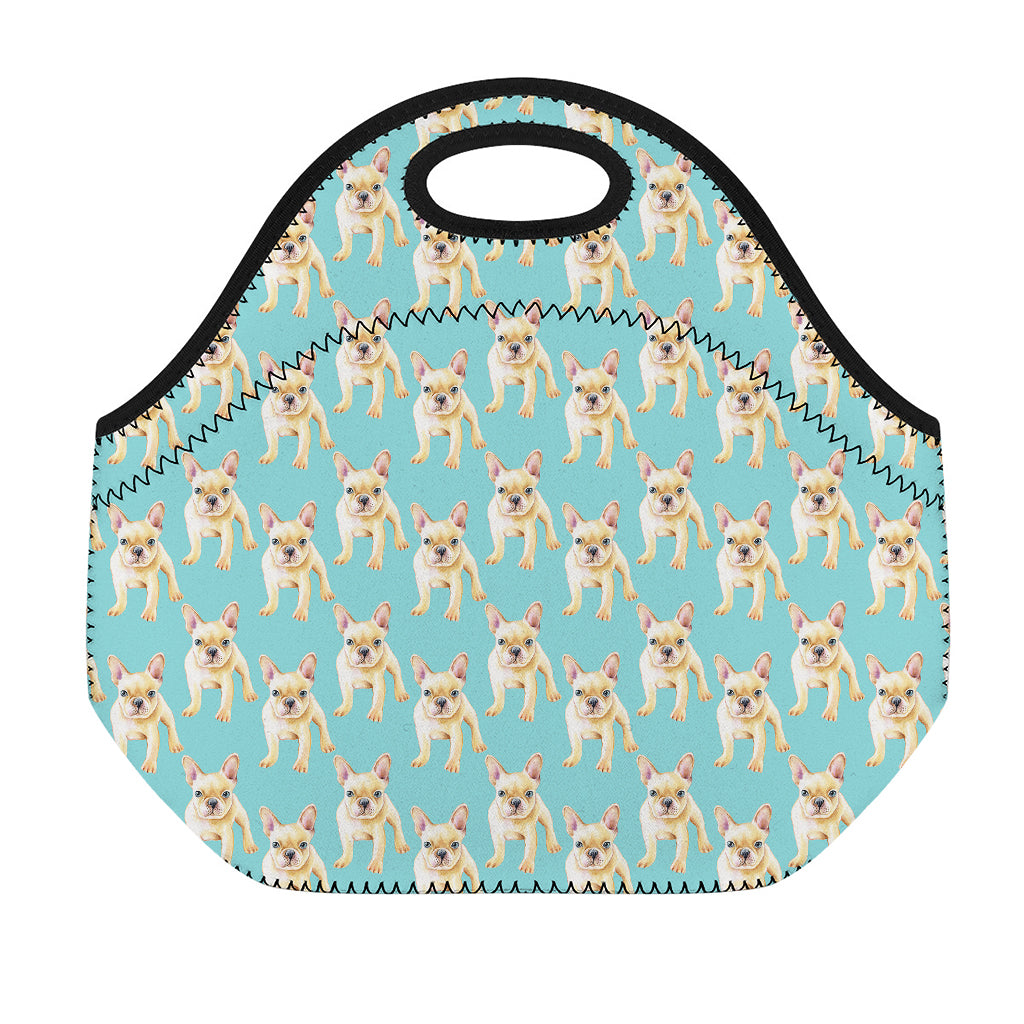 Watercolor French Bulldog Puppy Print Neoprene Lunch Bag