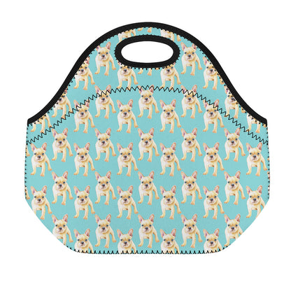 Watercolor French Bulldog Puppy Print Neoprene Lunch Bag