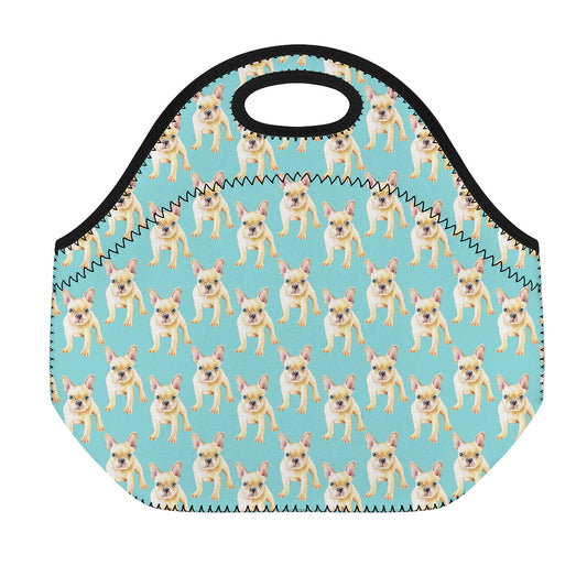 Watercolor French Bulldog Puppy Print Neoprene Lunch Bag