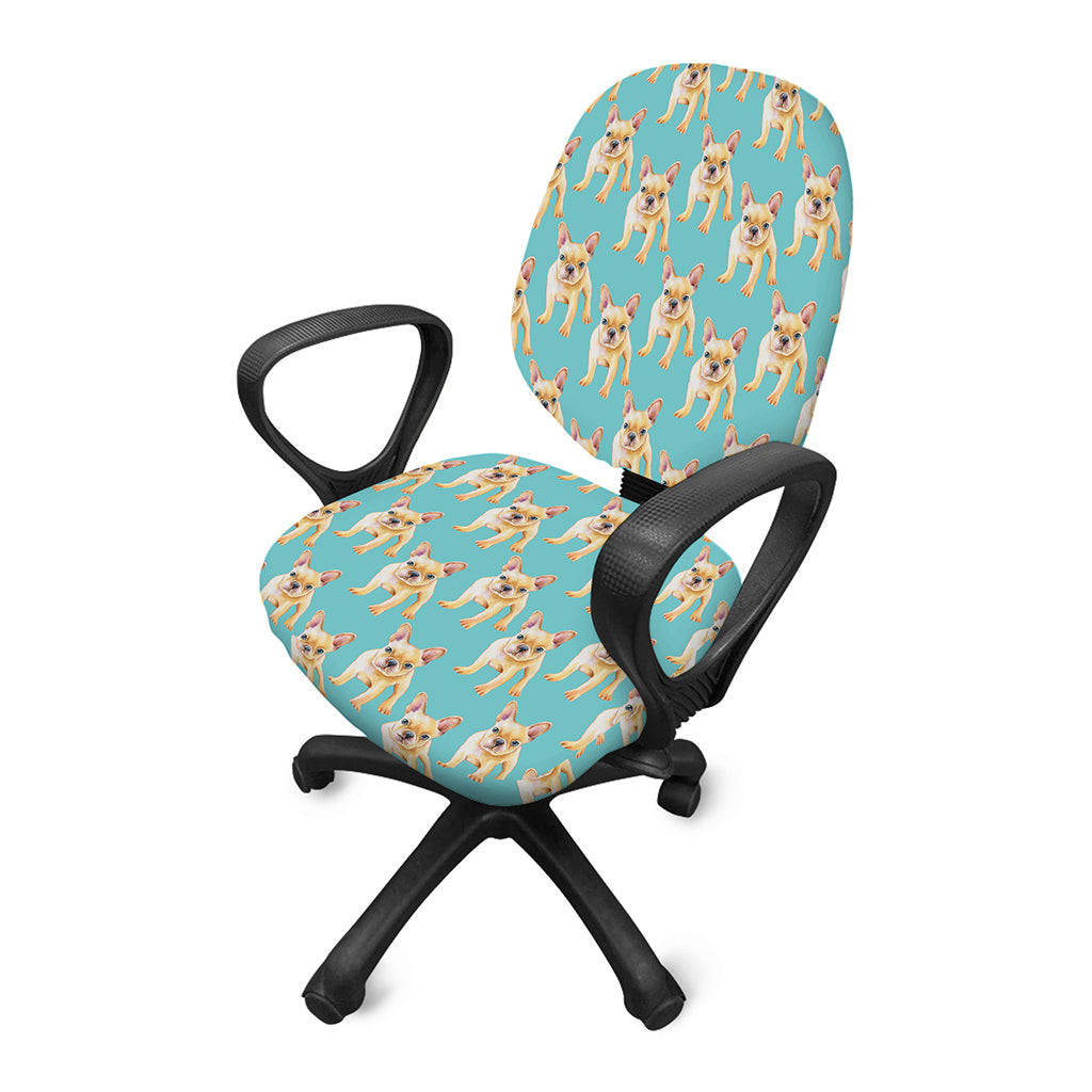Watercolor French Bulldog Puppy Print Office Chair Cover