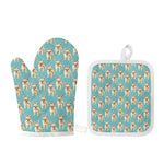 Watercolor French Bulldog Puppy Print Oven Mitt And Pot Holder Set