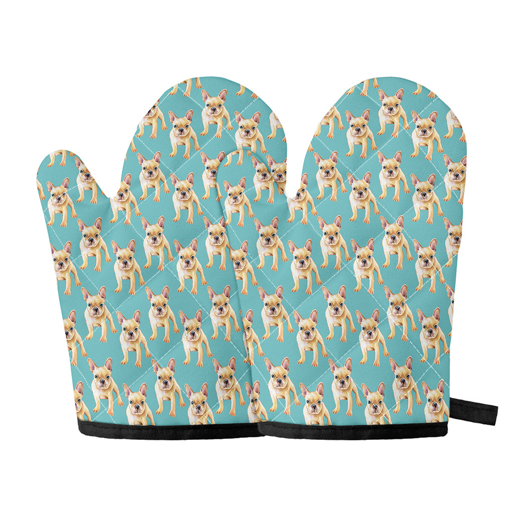 Watercolor French Bulldog Puppy Print Oven Mitts