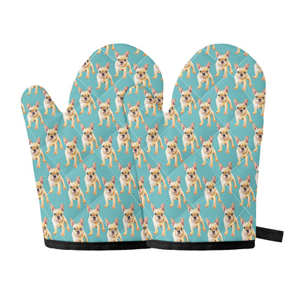 Watercolor French Bulldog Puppy Print Oven Mitts