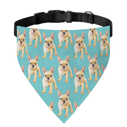 Watercolor French Bulldog Puppy Print Over The Collar Dog Bandana