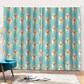 Watercolor French Bulldog Puppy Print Pencil Pleat Curtains