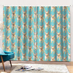 Watercolor French Bulldog Puppy Print Pencil Pleat Curtains