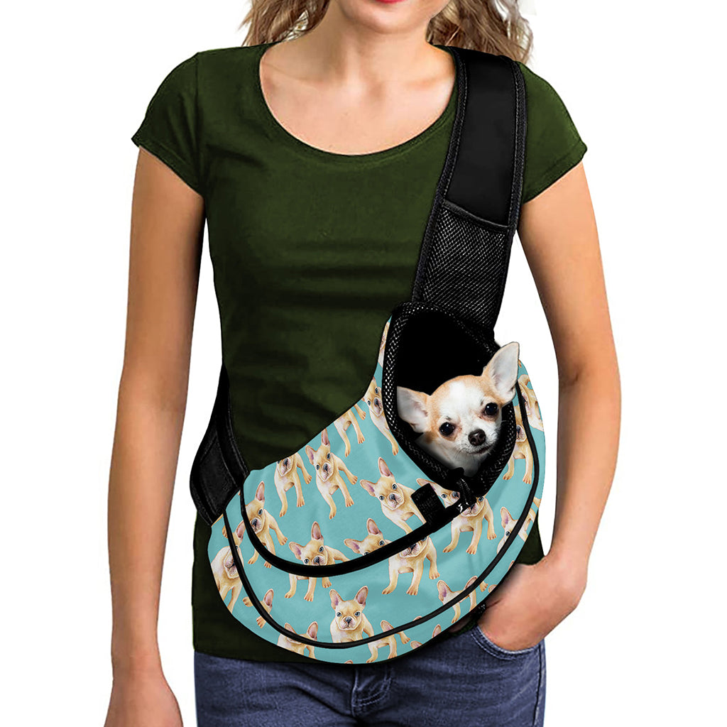 Watercolor French Bulldog Puppy Print Pet Sling Carrier