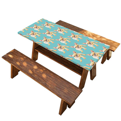 Watercolor French Bulldog Puppy Print Picnic Table Cover