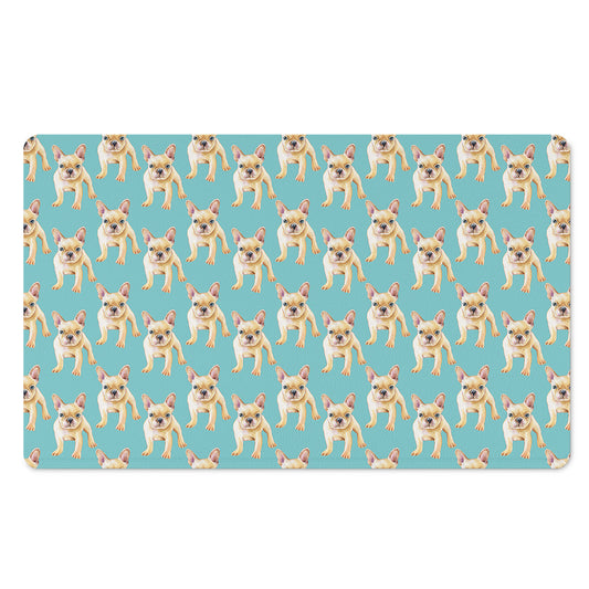 Watercolor French Bulldog Puppy Print Polyester Doormat