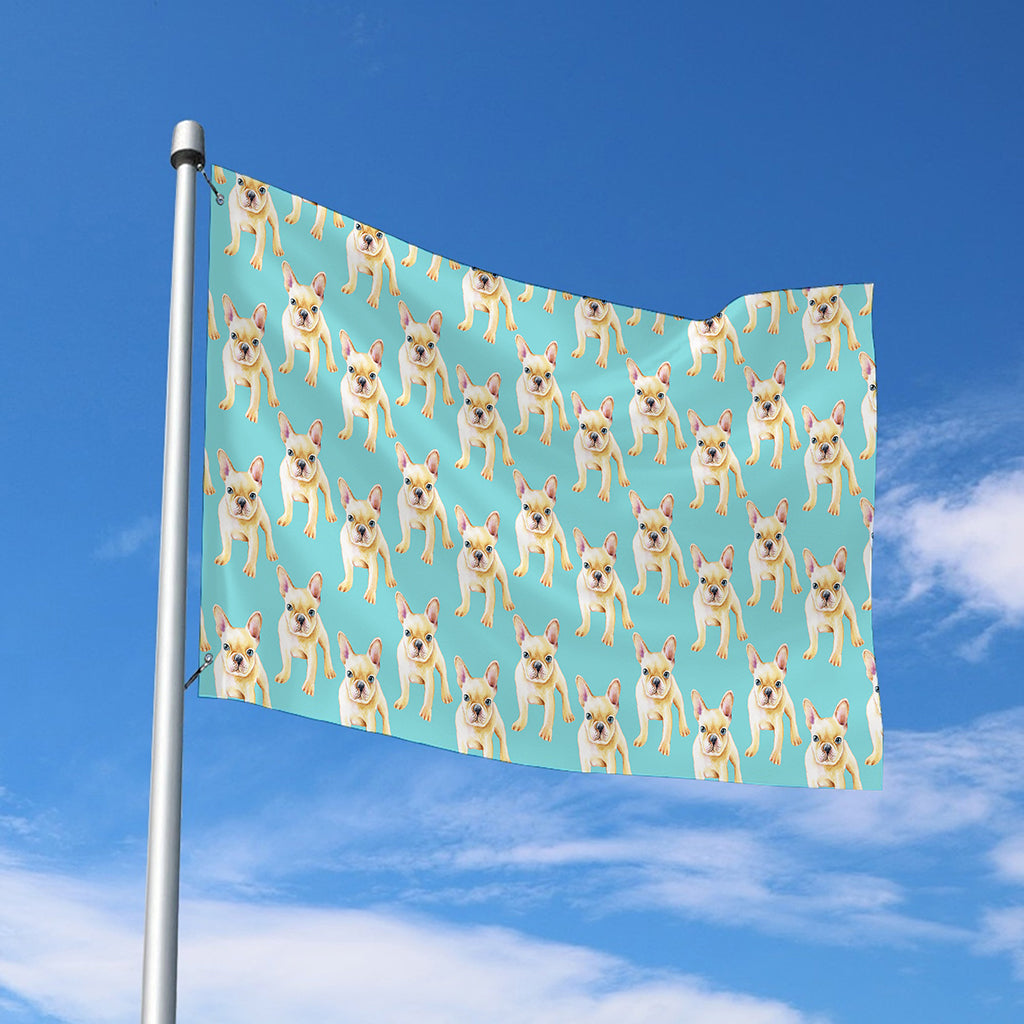 Watercolor French Bulldog Puppy Print Polyester Flag