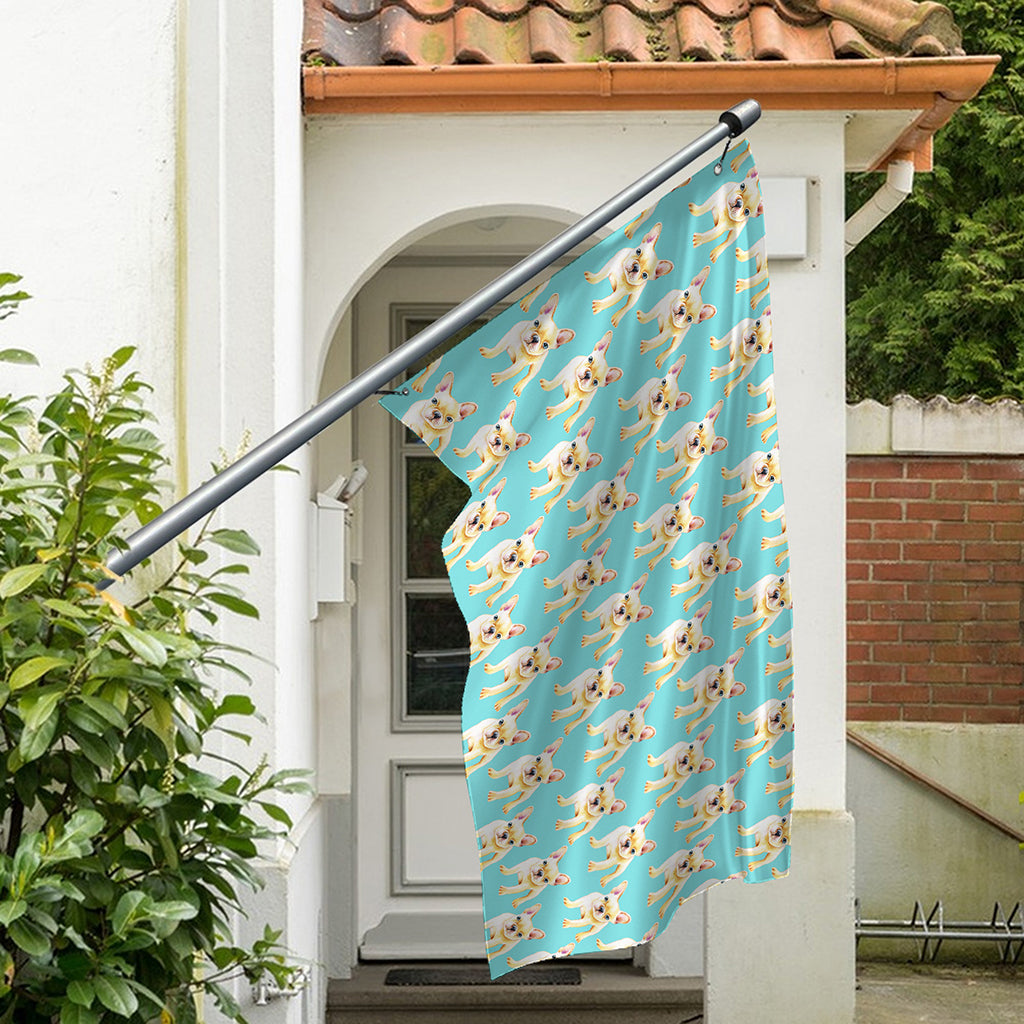 Watercolor French Bulldog Puppy Print Polyester Flag