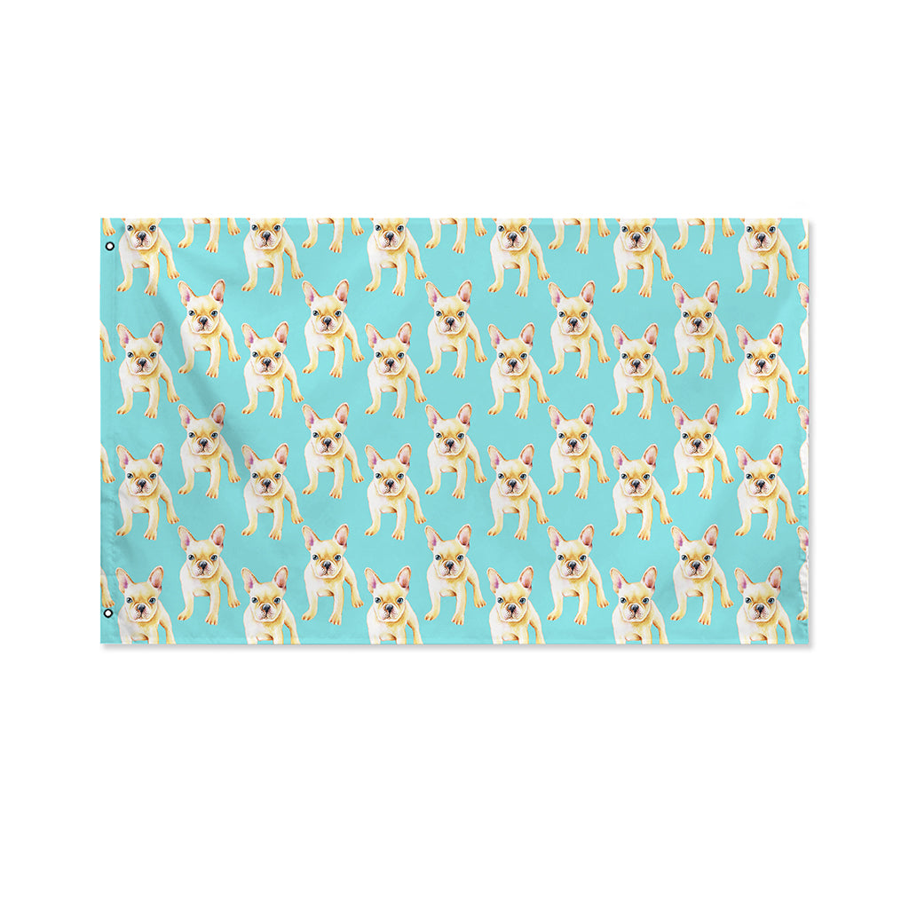 Watercolor French Bulldog Puppy Print Polyester Flag