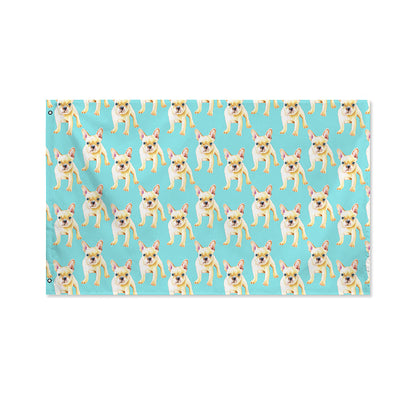 Watercolor French Bulldog Puppy Print Polyester Flag