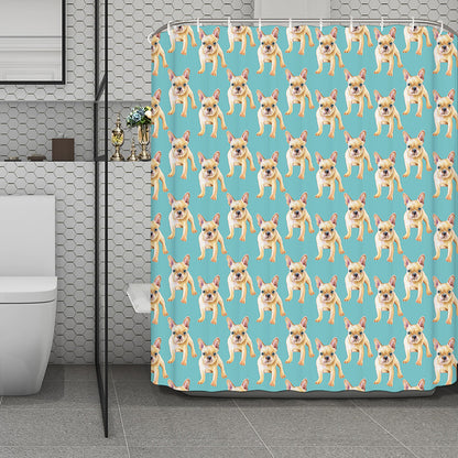 Watercolor French Bulldog Puppy Print Polyester Shower Curtain