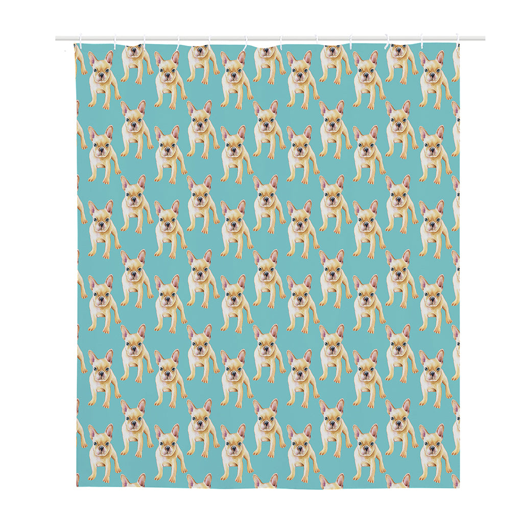 Watercolor French Bulldog Puppy Print Polyester Shower Curtain