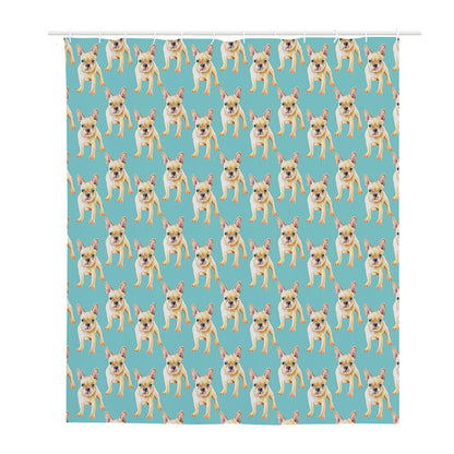 Watercolor French Bulldog Puppy Print Polyester Shower Curtain