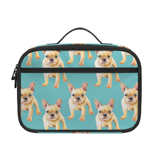 Watercolor French Bulldog Puppy Print Portable Lunch Bag