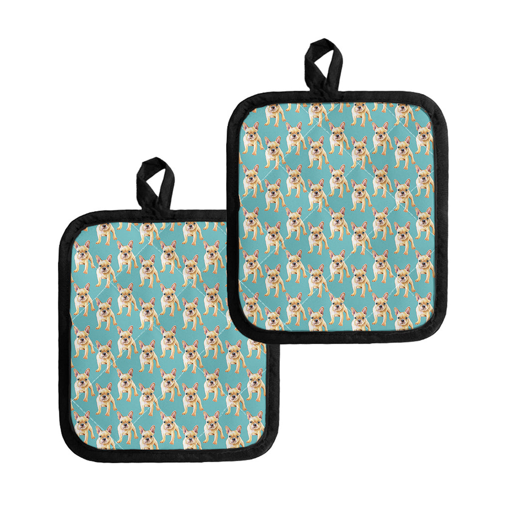 Watercolor French Bulldog Puppy Print Pot Holders