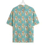 Watercolor French Bulldog Puppy Print Rayon Hawaiian Shirt