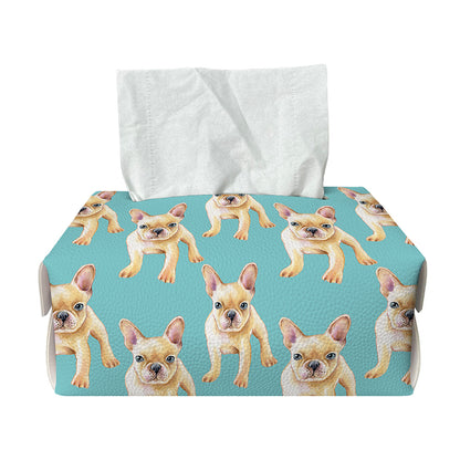 Watercolor French Bulldog Puppy Print Rectangle Tissue Box Cover