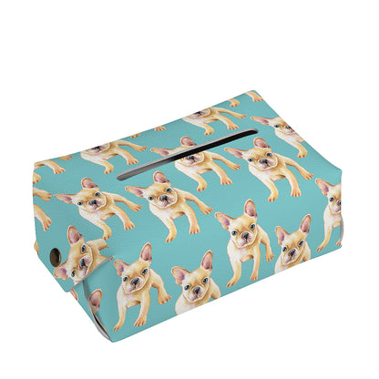 Watercolor French Bulldog Puppy Print Rectangle Tissue Box Cover