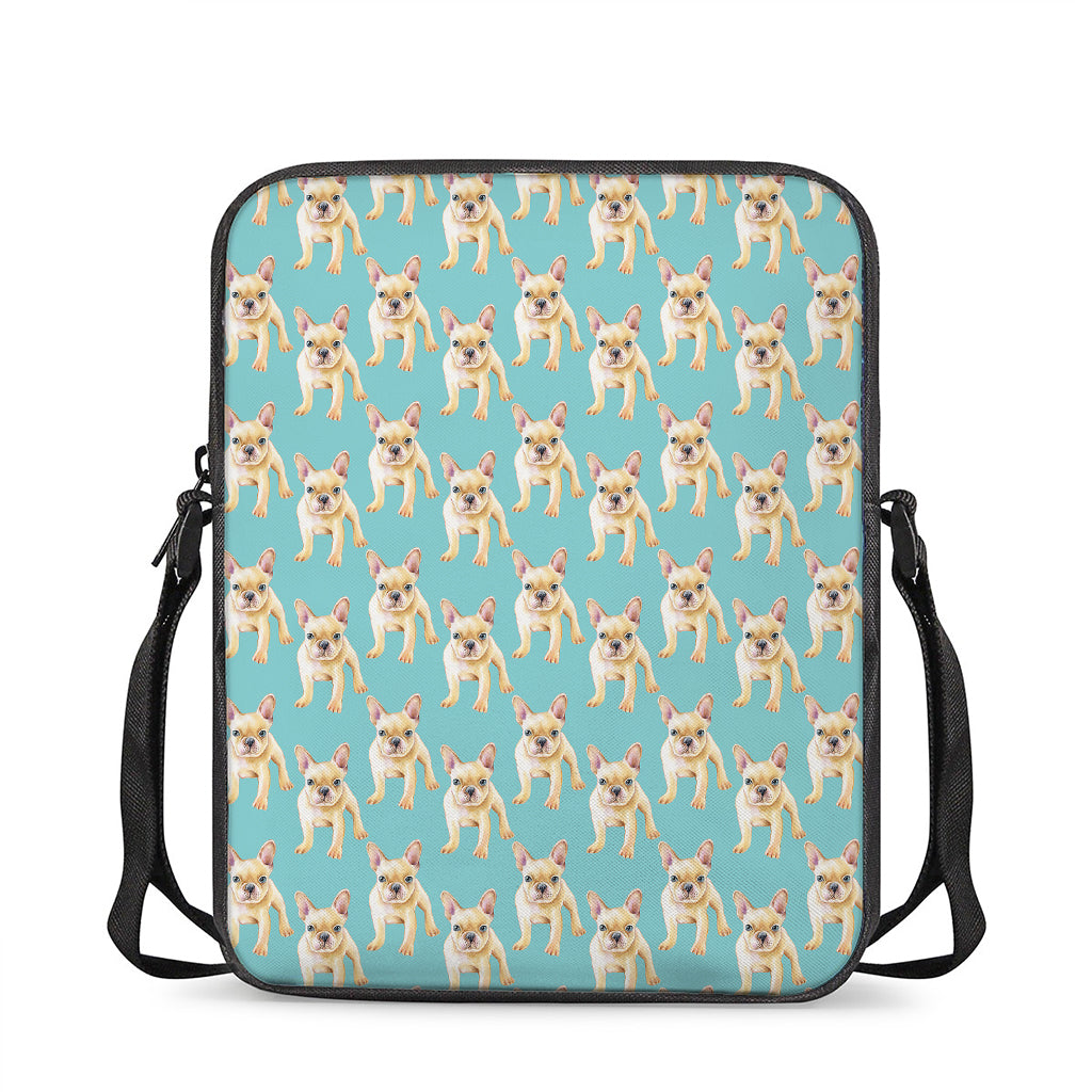 Watercolor French Bulldog Puppy Print Rectangular Crossbody Bag