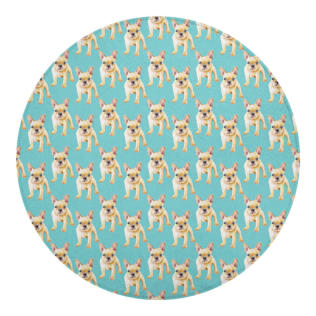 Watercolor French Bulldog Puppy Print Round Blanket