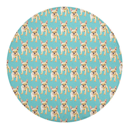 Watercolor French Bulldog Puppy Print Round Blanket