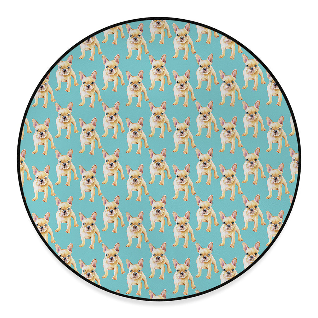 Watercolor French Bulldog Puppy Print Round Floor Mat