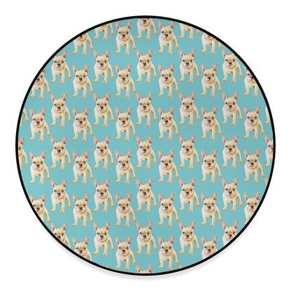 Watercolor French Bulldog Puppy Print Round Floor Mat