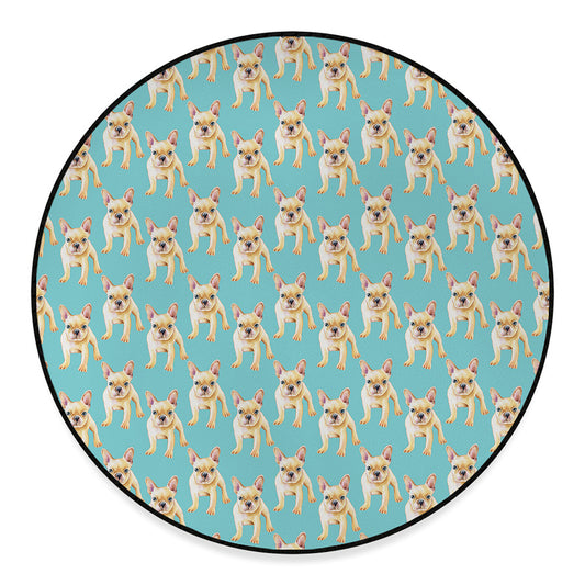 Watercolor French Bulldog Puppy Print Round Floor Mat