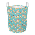 Watercolor French Bulldog Puppy Print Round Laundry Basket